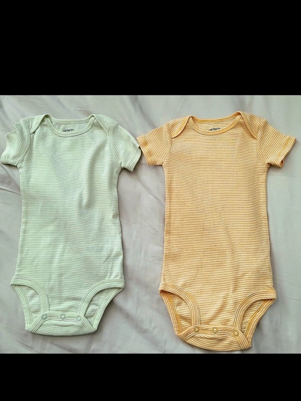NWOT 🇨🇮 Set Of 2 Striped Carters Snap Onesies Short Sleeve Orange & Green 18 M